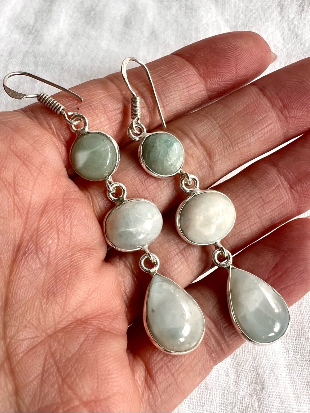 925 Sea Foam Caribbean Larimar Earrings